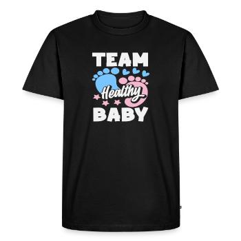 Fête de révélation du sexe de l’équipe Bébé en Bonne Santé - T-shirt Premium bio Homme - noir - Devant - Nico (187cm)