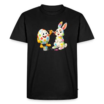 Œuf de Pâques drôle peint Joyeux lapin de Pâques - T-shirt Premium bio Homme - noir - Devant - Nico (187cm)