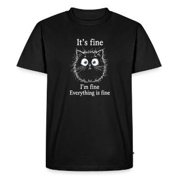 Ça va, je vais bien, tout va bien, chats - T-shirt Premium bio Homme - noir - Devant - Nico (187cm)