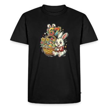 Easter Bunny with Colorful Easter Egg 67 - Men's Premium Organic T-Shirt - black - Front - Nico (187cm)