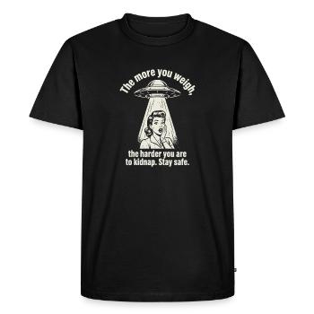 Enlèvement extraterrestre drôle Plus tu pèses - T-shirt Premium bio Homme - noir - Devant - Nico (187cm)
