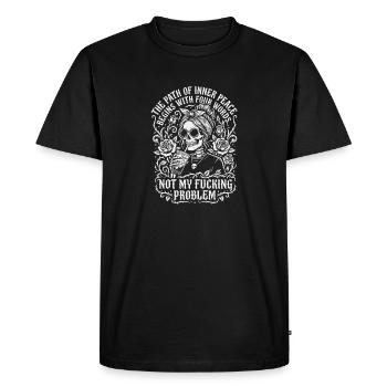 Chemin de paix intérieure : pas mon problème, squelette drôle - T-shirt Premium bio Homme - noir - Devant - Nico (187cm)