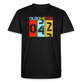 Oldometer 42 Rétro Vintage 42 Design pour le 42e anniversaire - T-shirt Premium bio Homme - noir - Devant - Nico (187cm)