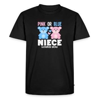 Nièce rose ou bleue t’aime - T-shirt Premium bio Homme - noir - Devant - Nico (187cm)