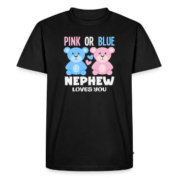 Rose ou bleu Neveu t’aime - T-shirt Premium bio Homme - noir - Devant - Nico (187cm)