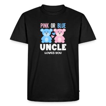 Rose ou bleu Oncle t’aime - T-shirt Premium bio Homme - noir - Devant - Nico (187cm)