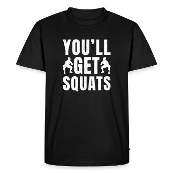 Les accros à la salle vont se faire faire des squats, des calisténiques, du fitness - T-shirt Premium bio Homme - noir - Devant - Nico (187cm)