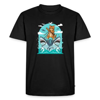 Chatons sur des aventures de requins - T-shirt Premium bio Homme - noir - Devant - Nico (187cm)