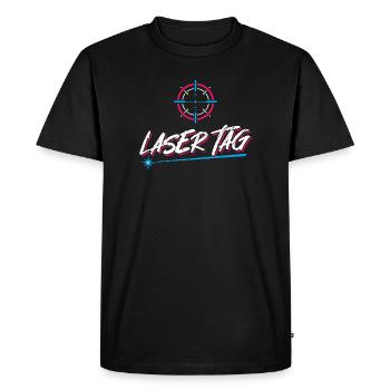 Design de jeu néon rétro laser tag - T-shirt Premium bio Homme - noir - Devant - Nico (187cm)