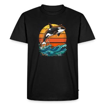 Orque au coucher du soleil - T-shirt Premium bio Homme - noir - Devant - Nico (187cm)