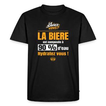 La bière est composée à 90% d'eau, hydratez vous ! - T-shirt Premium bio Homme - noir - Devant - Nico (187cm)