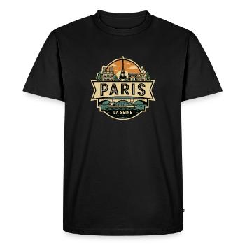 Retro Paris France Vintage Skyline Emblem - Men's Premium Organic T-Shirt - black - Front - Nico (187cm)