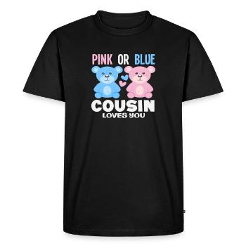 Cousin rose ou bleu t’aime - T-shirt Premium bio Homme - noir - Devant - Nico (187cm)
