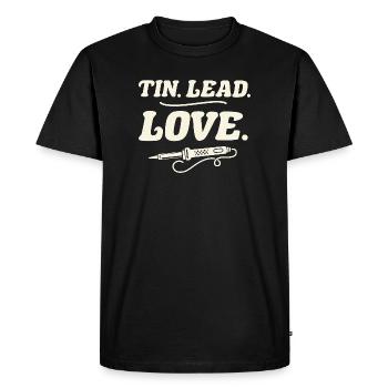 Soudure PCB, étain, plomb, Love Solder Électronique - T-shirt Premium bio Homme - noir - Devant - Nico (187cm)