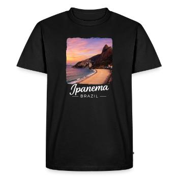 Ipanema, Brazil - Men's Premium Organic T-Shirt - black - Front - Nico (187cm)