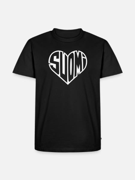 Suomi Heart Lettering - Men's Premium Organic T-Shirt - black