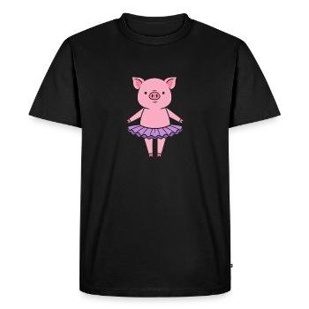 Petit cochon mignon en tutu - T-shirt Premium bio Homme - noir - Devant - Nico (187cm)