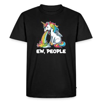 Licorne arc-en-ciel crache arc-en-ciel - T-shirt Premium bio Homme - noir - Devant - Nico (187cm)