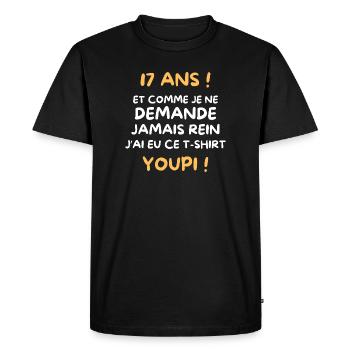 Funny Draw Boy Teen 17 Years Funny Birthday 17 - Men's Premium Organic T-Shirt - black - Front - Nico (187cm)