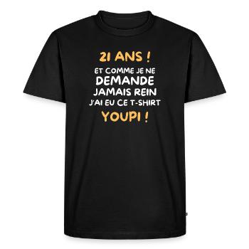 Funny Draw Boy Teen 21 Years Funny Birthday 21 - Men's Premium Organic T-Shirt - black - Front - Nico (187cm)