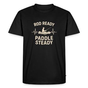 Canne prête, pagayez calmement | Pêche en kayak - T-shirt Premium bio Homme - noir - Devant - Nico (187cm)
