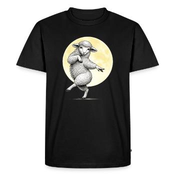 Illustration de moutons dansants sur la lune - T-shirt Premium bio Homme - noir - Devant - Nico (187cm)