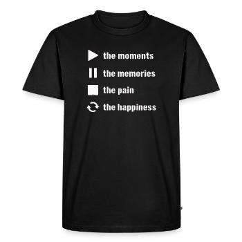 Mindfulness, Moments, Memories, Happiness - Men's Premium Organic T-Shirt - black - Front - Nico (187cm)