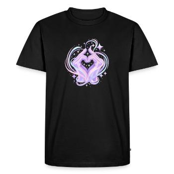 Magie des mains en forme de cœur pastel - T-shirt Premium bio Homme - noir - Devant - Nico (187cm)