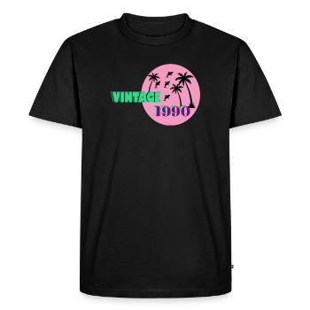 Vintage 1990 Palm Sunset - T-shirt Premium bio Homme - noir - Devant - Nico (187cm)