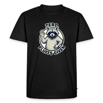 Zero Fluffs avec le logo du raton laveur - T-shirt Premium bio Homme - noir - Devant - Nico (187cm)