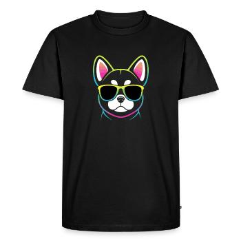 Chien arc-en-ciel avec lunettes - T-shirt Premium bio Homme - noir - Devant - Nico (187cm)