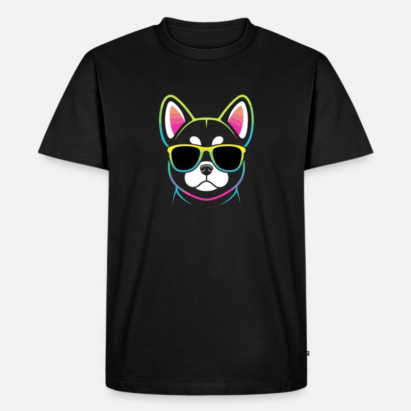 Regenbogenhund mit Brille - Männer Premium Bio T-Shirt - Schwarz