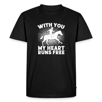 Rodeo à cheval avec toi Mon cœur s’emballe Cowboy - T-shirt Premium bio Homme - noir - Devant - Nico (187cm)