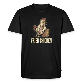 Poulet rétro : poulet frit - T-shirt Premium bio Homme - noir - Devant - Nico (187cm)
