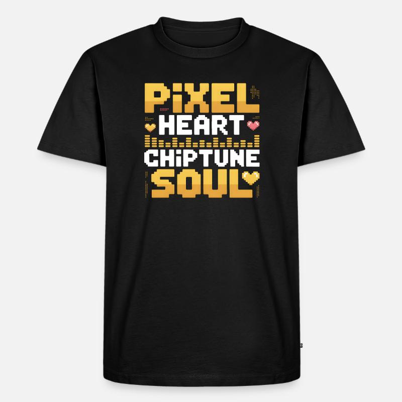 Pixelherz, Chiptune-Seele | 8-Bit Musik - Männer Premium Bio T-Shirt - Schwarz