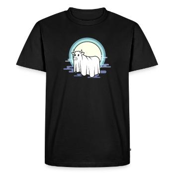 Vache lunaire à l’arc de brouillard - T-shirt Premium bio Homme - noir - Devant - Nico (187cm)