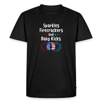 Baby shower juillet - T-shirt Premium bio Homme - noir - Devant - Nico (187cm)