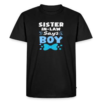 Demi-sœur parle d’une fête de révélation de sexe pour les jeunes - T-shirt Premium bio Homme - noir - Devant - Nico (187cm)