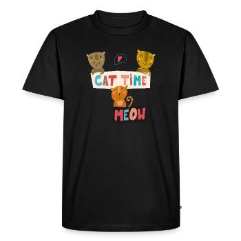 Cat Friends - Men's Premium Organic T-Shirt - black - Front - Nico (187cm)
