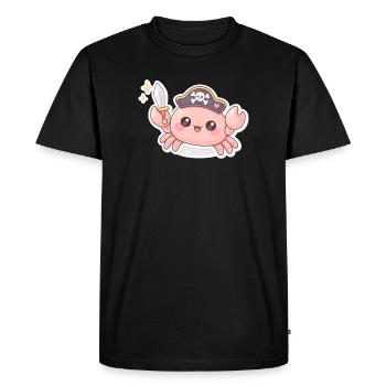 Crabe pirate avec épée - T-shirt Premium bio Homme - noir - Devant - Nico (187cm)