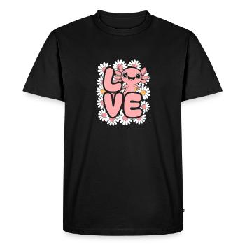 Love Daisy Bloom Kawaii Axolotl - Men's Premium Organic T-Shirt - black - Front - Nico (187cm)