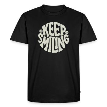 Continuez de sourire Typographie en gras Citation positive - T-shirt Premium bio Homme - noir - Devant - Nico (187cm)
