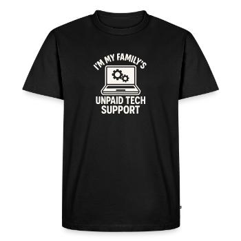 Blague familiale sur le support technique non rémunéré - T-shirt Premium bio Homme - noir - Devant - Nico (187cm)