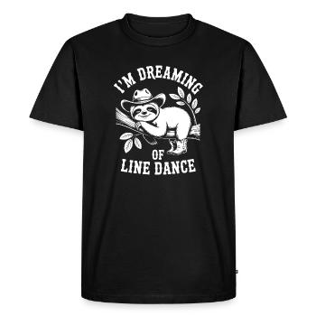 Sloth dreams of line dancing - Men's Premium Organic T-Shirt - black - Front - Nico (187cm)