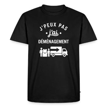 J'peux pas j'ai déménagement - T-shirt Premium bio Homme - noir - Devant - Nico (187cm)
