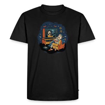 Soirée film d’horreur Humour de la peur - T-shirt Premium bio Homme - noir - Devant - Nico (187cm)