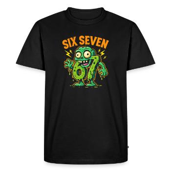 Six Seven 67 Zombie Horror Humor Italian Brainrot - Men's Premium Organic T-Shirt - black - Front - Nico (187cm)
