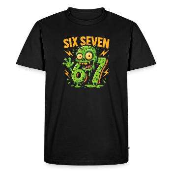 Six Seven 67 Zombie Horror Humor Italian Brainrot - Men's Premium Organic T-Shirt - black - Front - Nico (187cm)