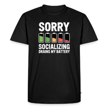 Joke about sociable, exhausted introverts - Men's Premium Organic T-Shirt - black - Front - Nico (187cm)