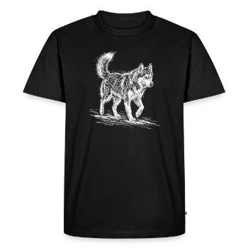 Husky Sketch White – Sibérien Husky Design - T-shirt Premium bio Homme - noir - Devant - Nico (187cm)